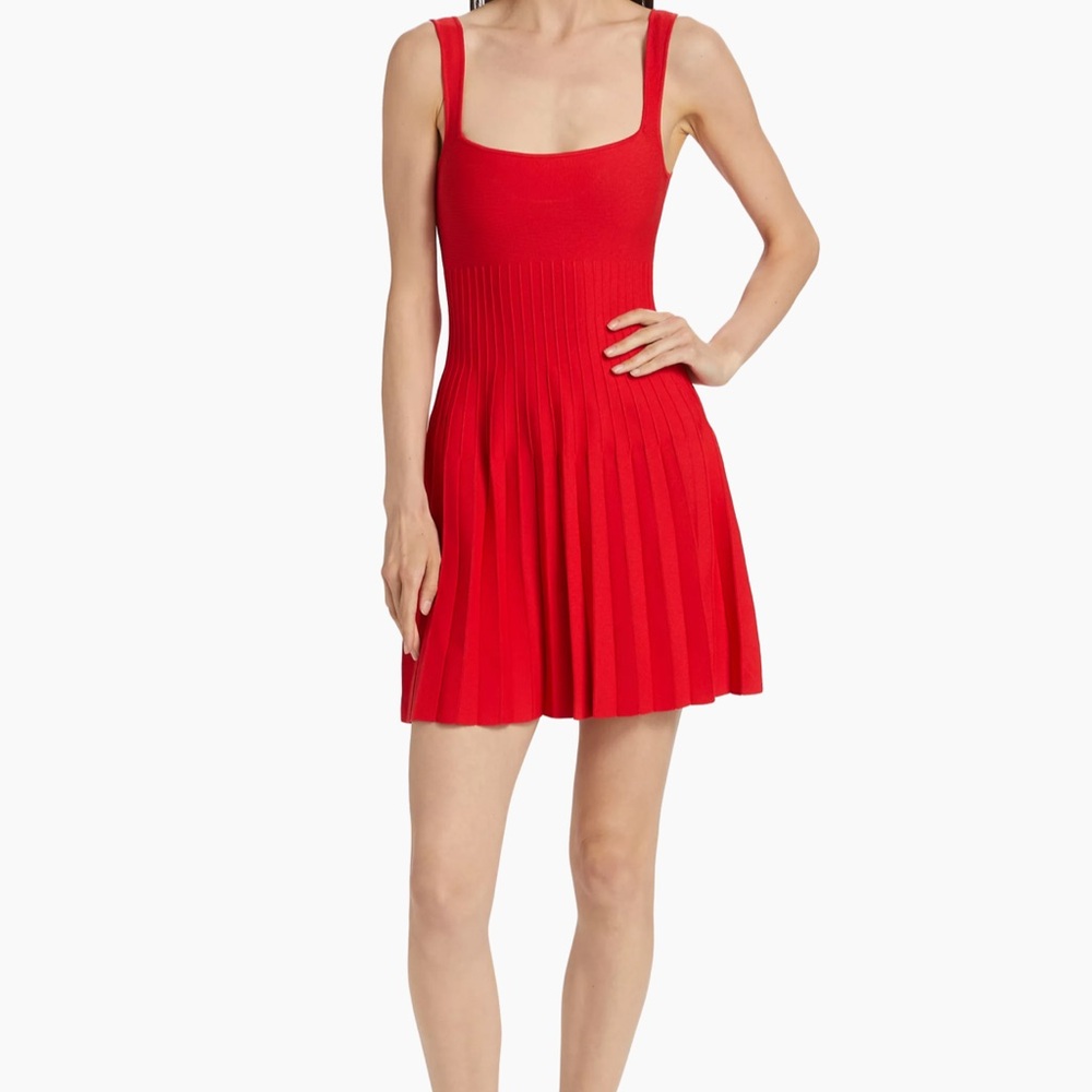 Staud Ellison Pleated Knit Minidress